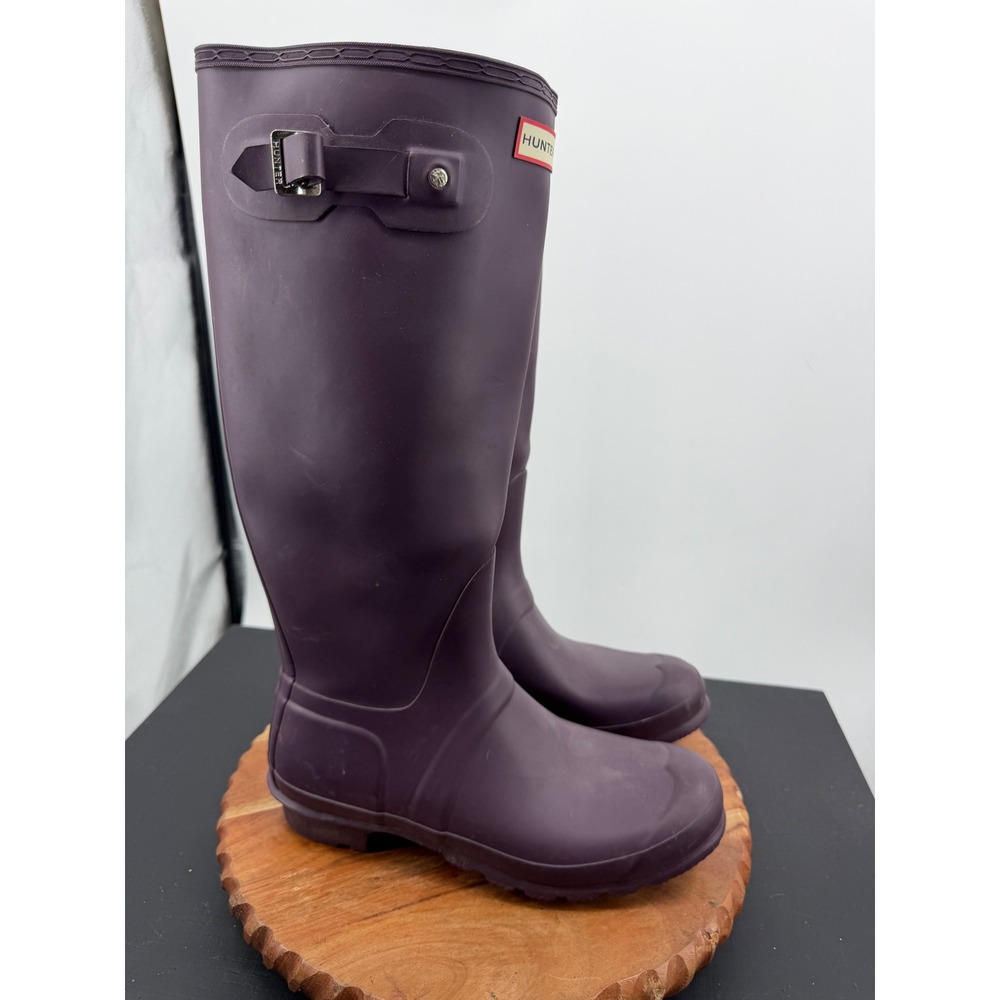Hunter Original Tall Rain Boot Women 10 Purple Matte Waterproof Buckle